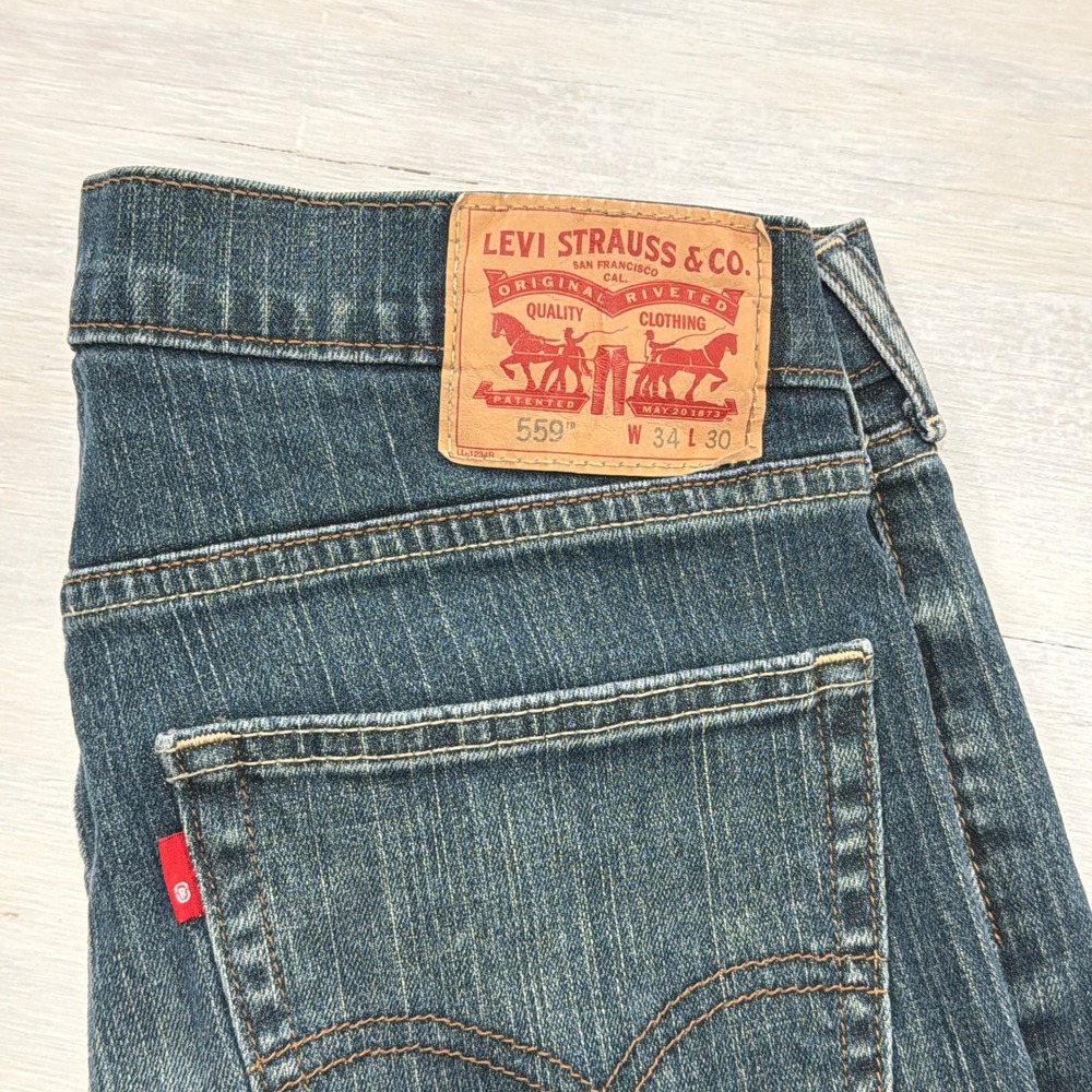 Levi's Jeans 559 Relaxed Straight W34 L30 Medium Wash Blue Denim Mens